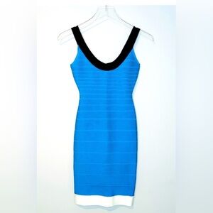 Herve Leger Tasha Atlantis Blue Bandage Mini Dress Size XS